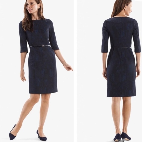 MM Lafleur Dresses & Skirts - NEW M.M.LaFleur Etsuko brushed jacquard blue/black dress 14